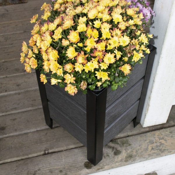 Grey faux wood planters 2 pack