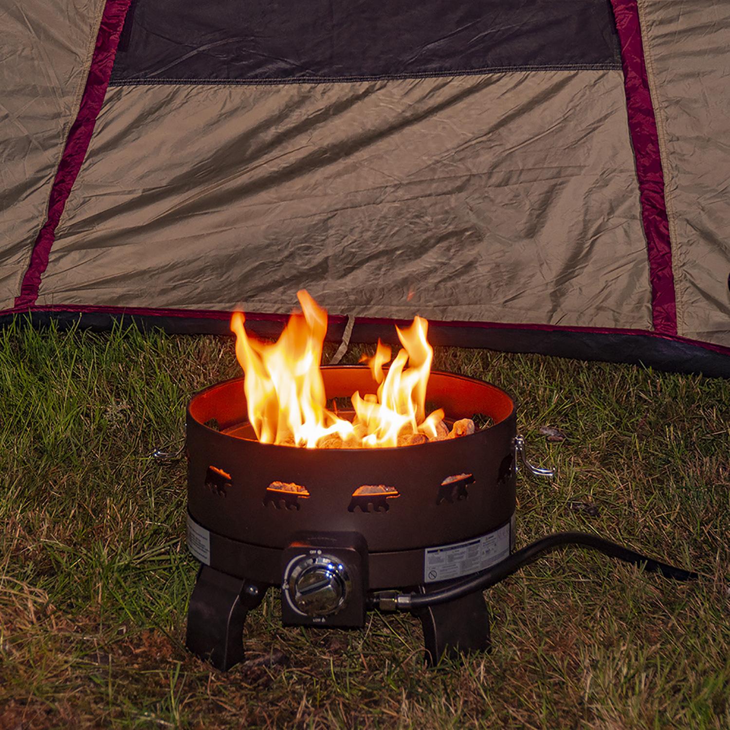 Paramount Bear-Pattern Campfire Portable Gas Fire Pit, Round