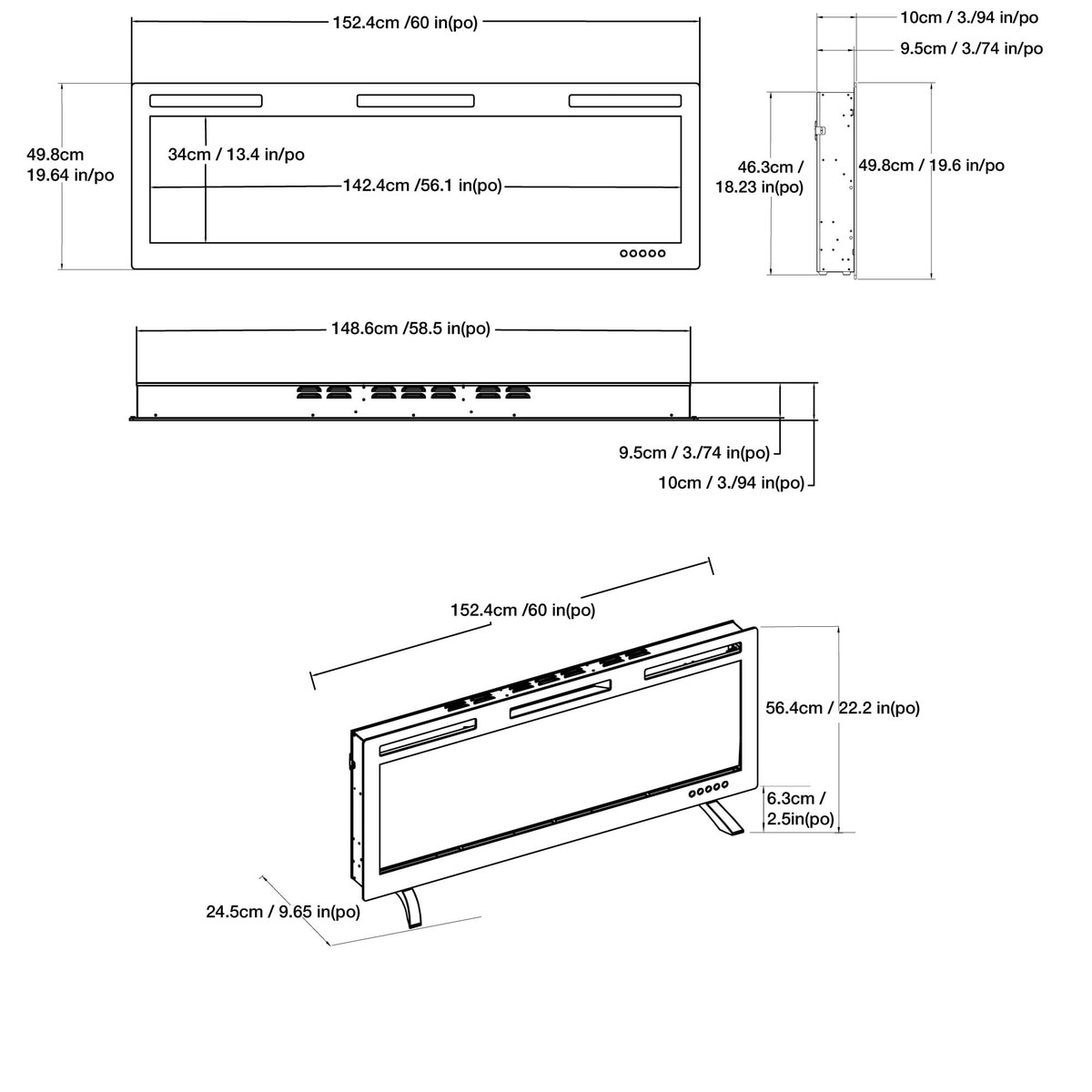 Mirage 2 Electric Fireplace, 60IN