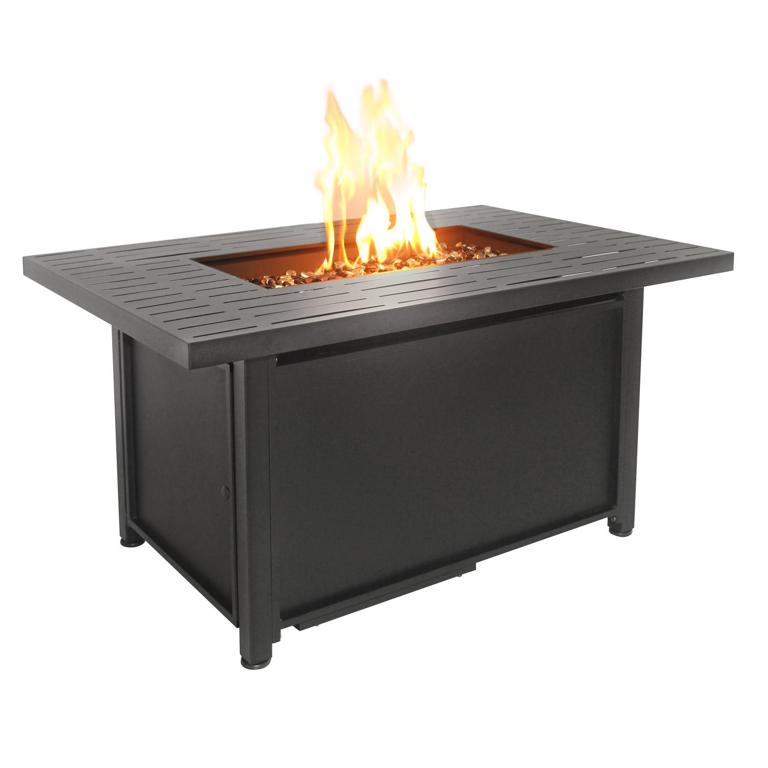 Paramount Dray Aluminum Convertible Fire Table, Rectangular, Black