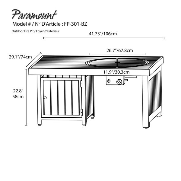 Offset Aluminum Gas Fire Table