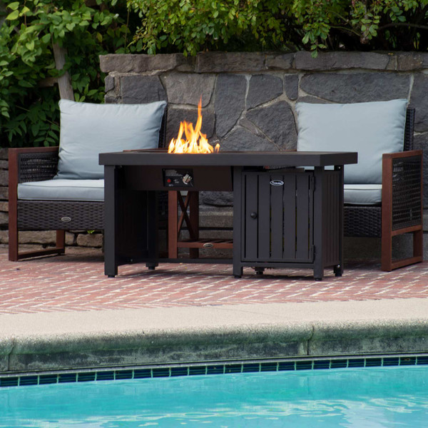 Gas firepit table