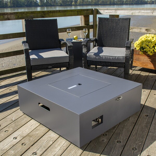 Square Concrete Gas Firepit Table