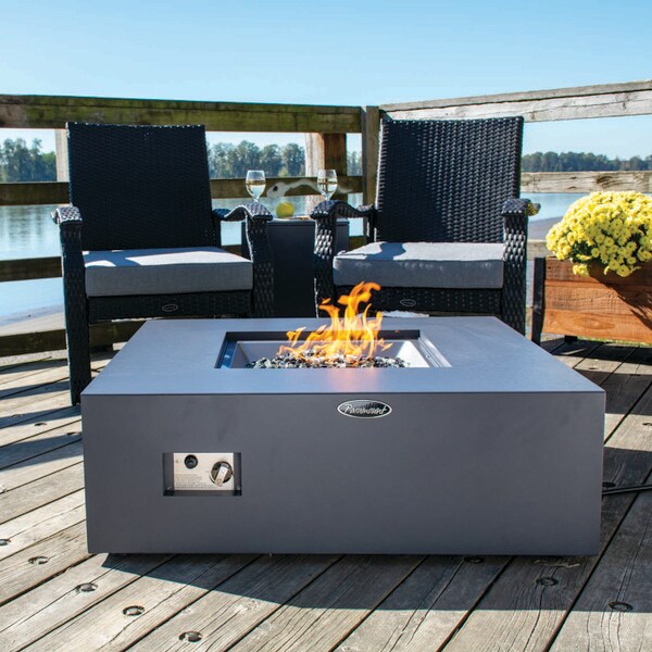 Square Concrete Gas Firepit Table