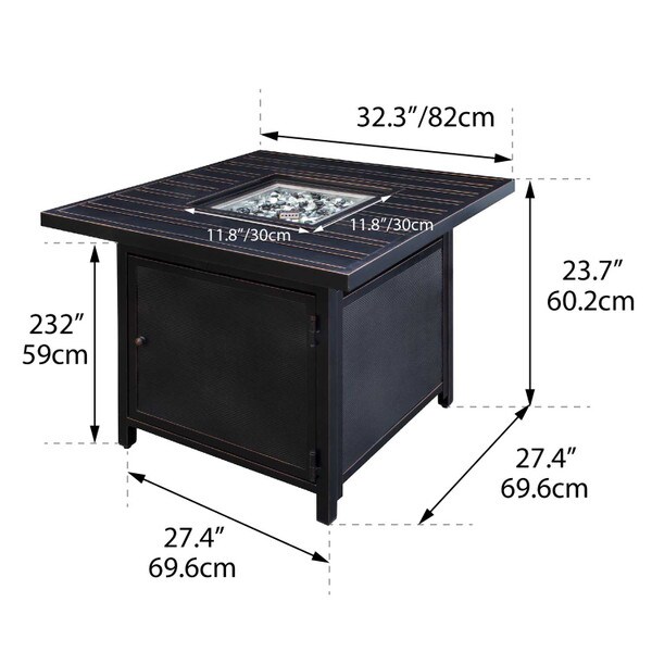 Noah firepit table dimensions