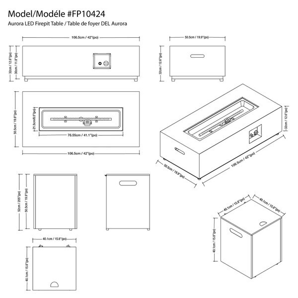 Aurora LED Gas Firepit Table