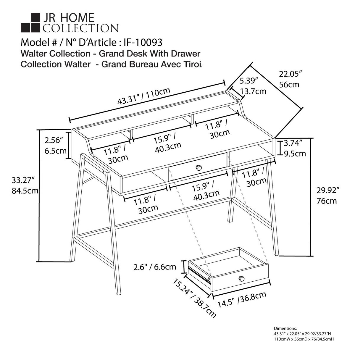 Walter Collection Desk with drawer