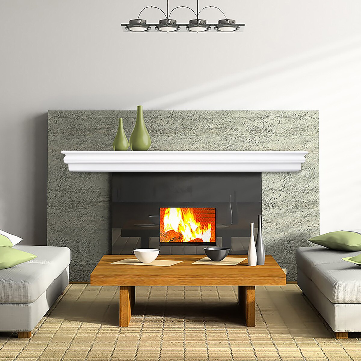 White fireplace mantel shelf