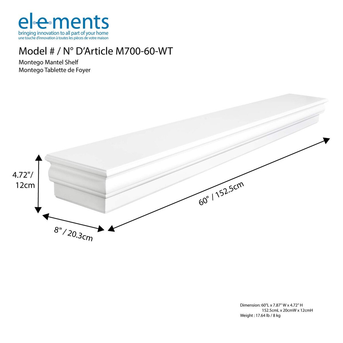 White fireplace mantel shelf
