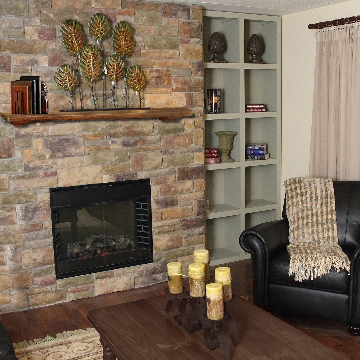 Wooden mantel shelf