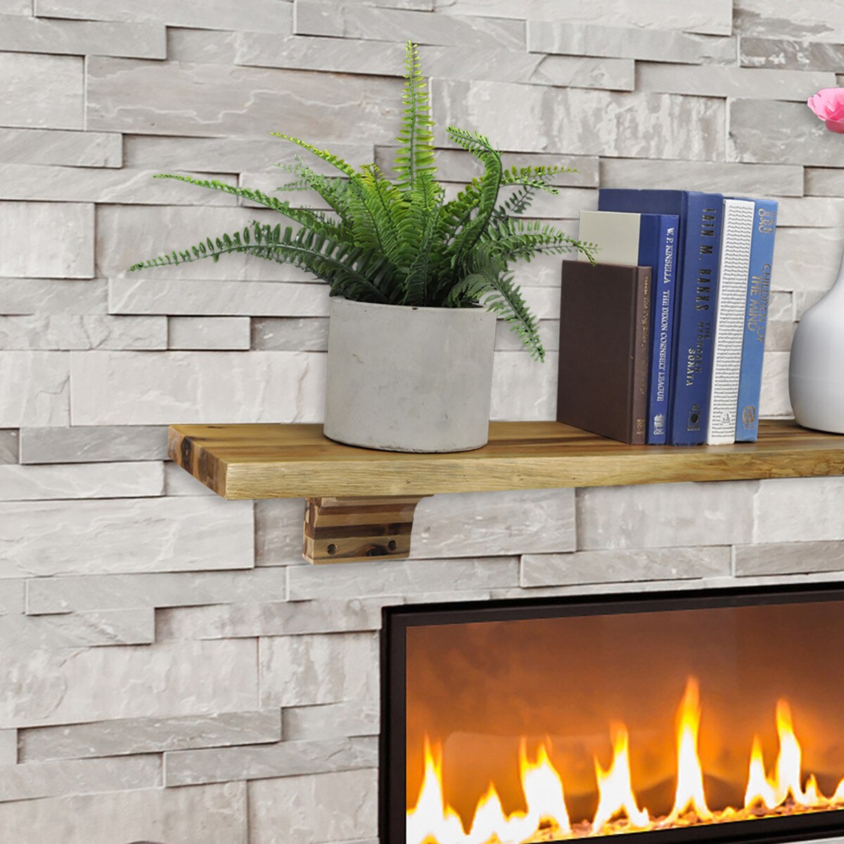 Wooden mantel shelf