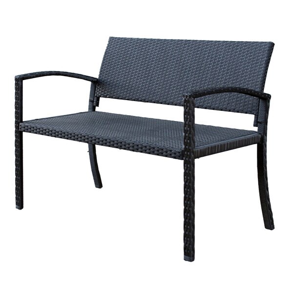 Patio Flare Jackie KD Outdoor Wicker Bench - Black - 47-in