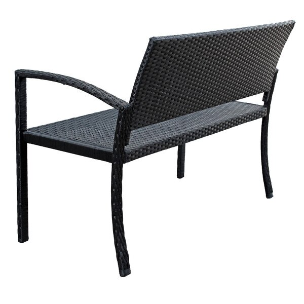 Panca In Vimini Patioflare Jackie Per Esterno - Resina Intrecciata, Nero - Seduta Per 2, Struttura In Acciaio - 6