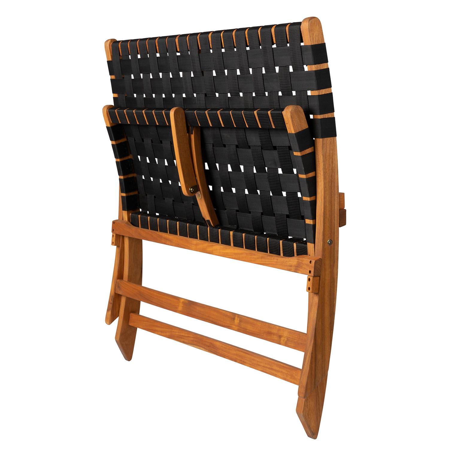 Patioflare Nylon Woven Folding Bench, Black / Wood Grain