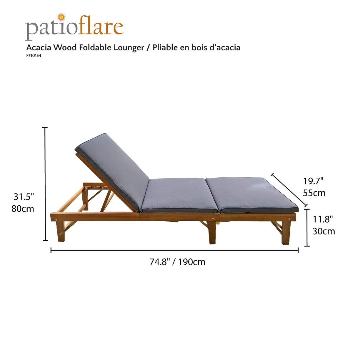 Acacia Wood Foldable Lounger