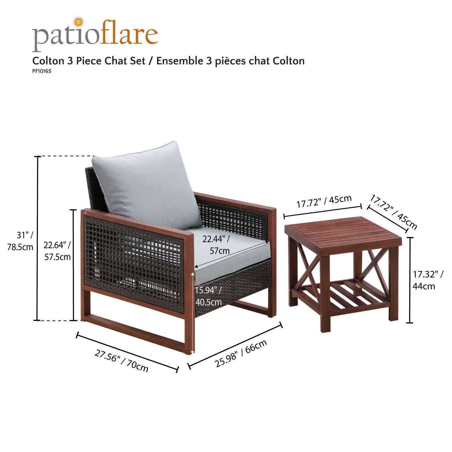 Patioflare Colton 3 Piece Chat Set