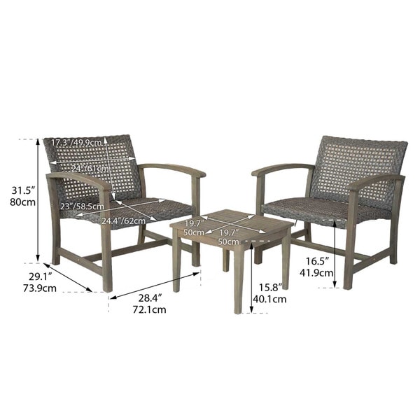 Wicker and Wood Patio Bistro Set