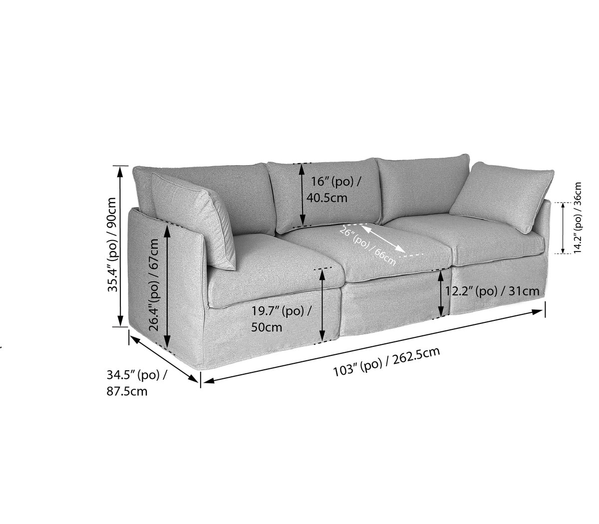 Lanai Modular 3-Seater Patio Sofa