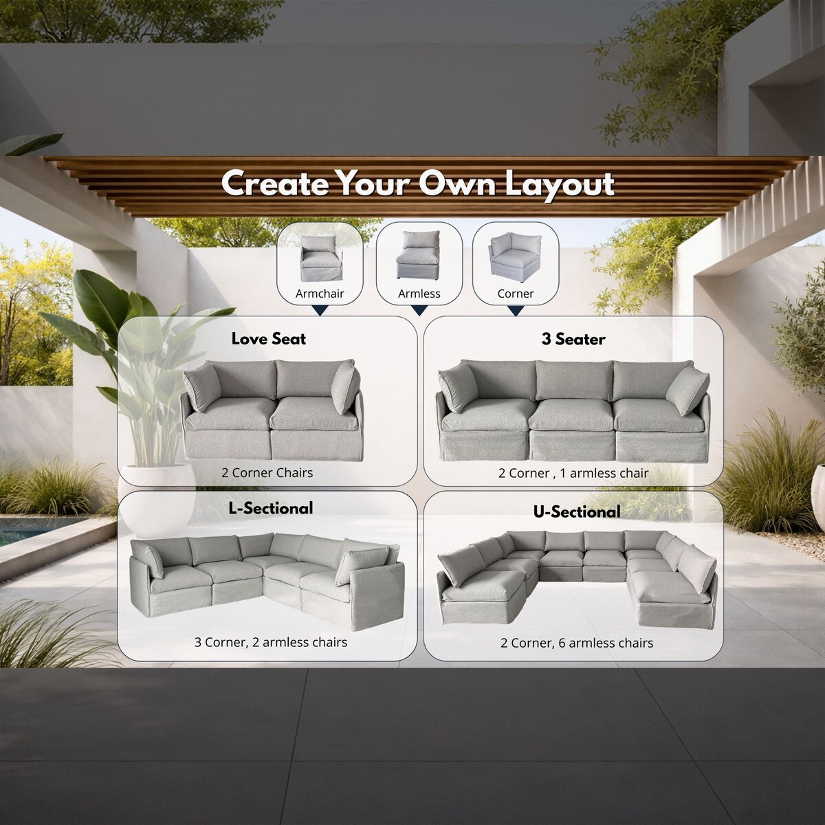 Lanai Modular L-Shape Patio Sofa