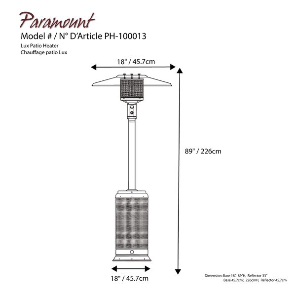 Matte black propane patio heater