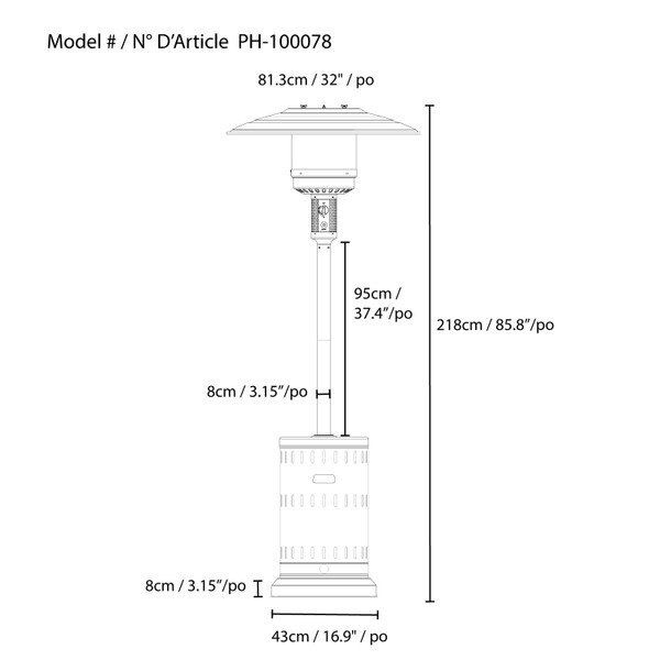 Paramount 46000 BTU Flat Top Propane Patio Heater