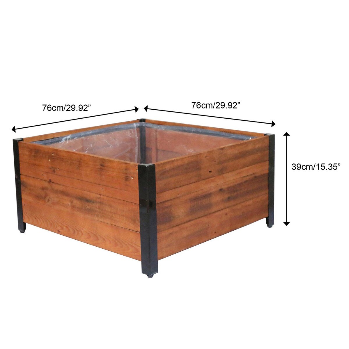 Square Recycled Wood Raised Planter