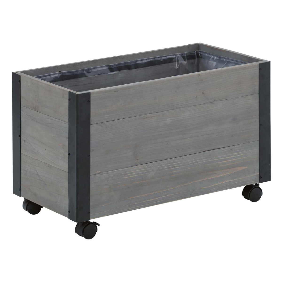 recycled wood planter with casters