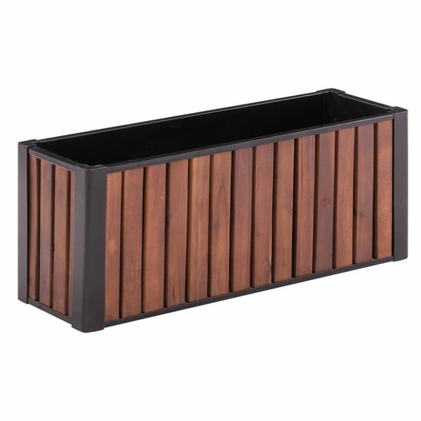 Rectangular slat wood planter