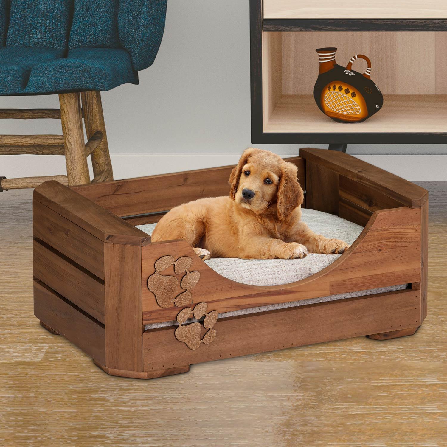 Bowser Meowser Earth Friendly Recycled Wood Pet Bed Paw Print