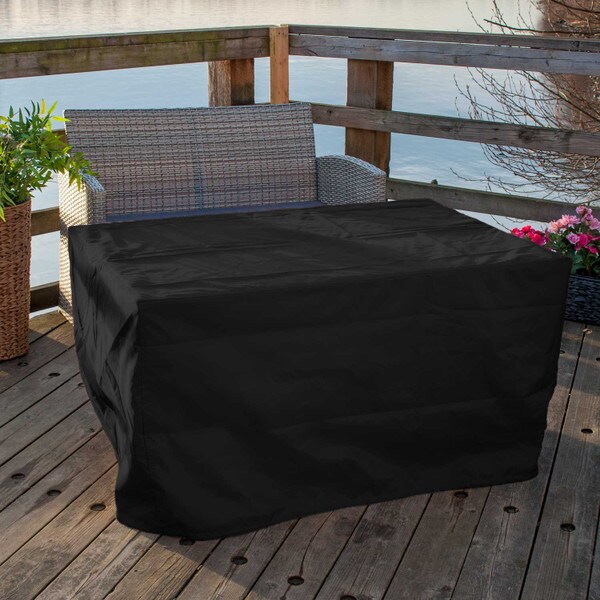 Black water-resistant firepit cover