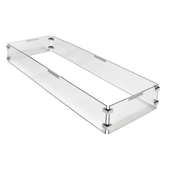 Rectangle glass fire pit windguard