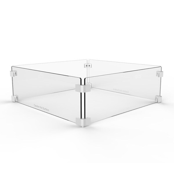 Square Glass fire pit windguard