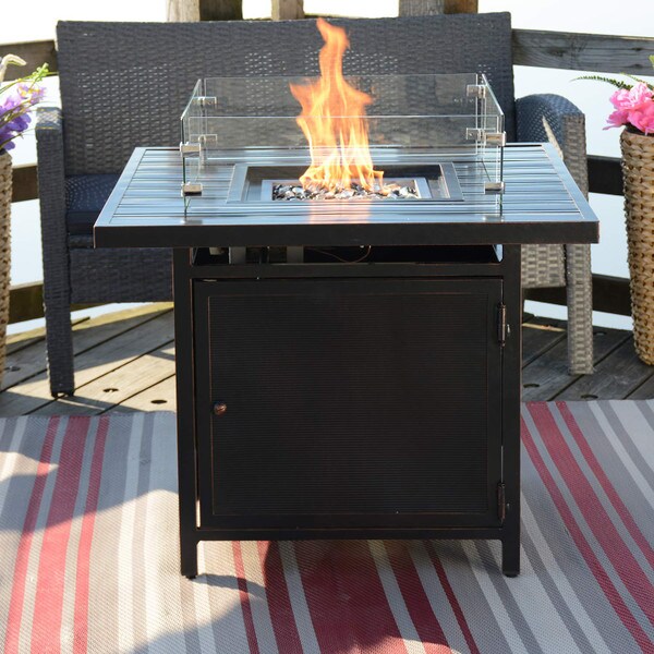 Glass fire pit windguard
