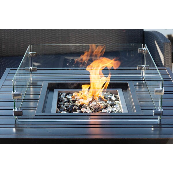 Glass fire pit windguard